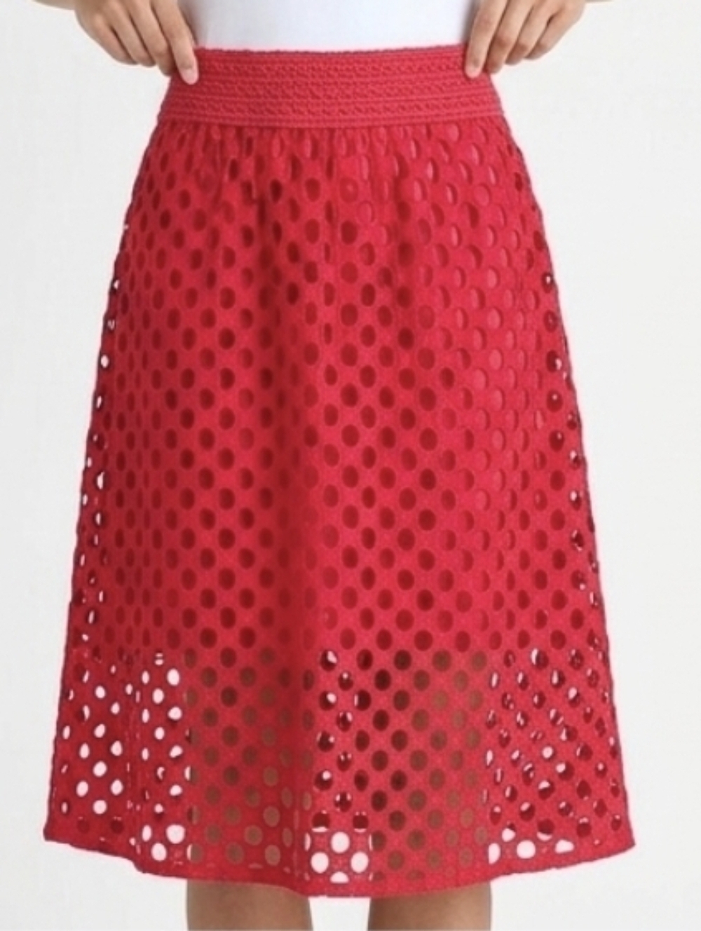 NWT Magic Red Eyelet A-Line Skirt,